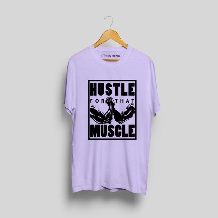 Hustle for muscle Printed Men's Round Neck T-Shirt - Purple