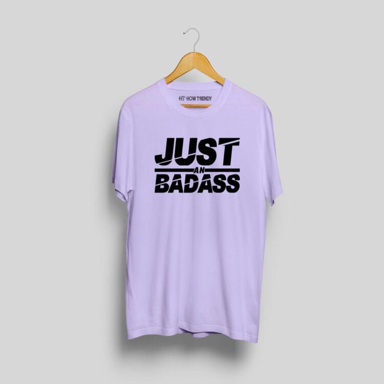 JUST AN BADASS Printed Men's Round Neck T-Shirt - Purple