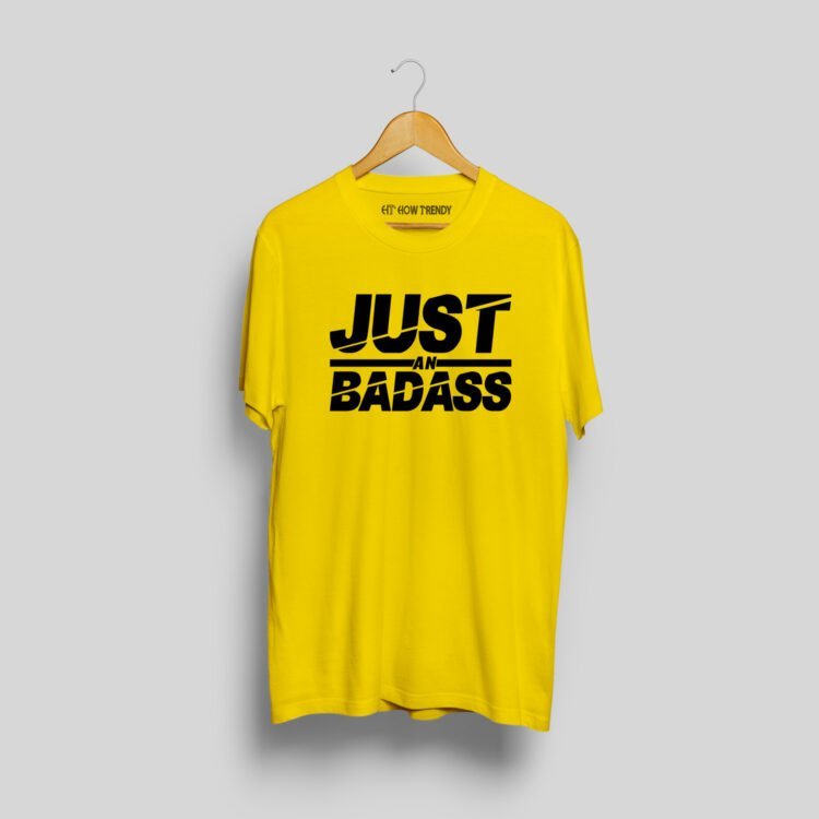 JUST AN BADASS Printed Men's Round Neck T-Shirt - Yellow
