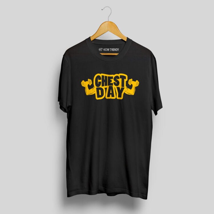 Chest Day Printed Men's Round Neck T-Shirt - Black