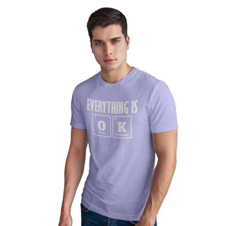 Every Thing Is Ok Printed Men Round Neck T-Shirt - Purple