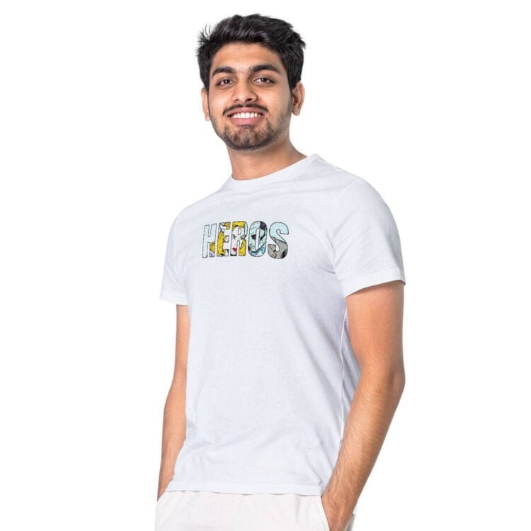 How Trendy Hero Printed Men's Round Neck T-Shirt - White