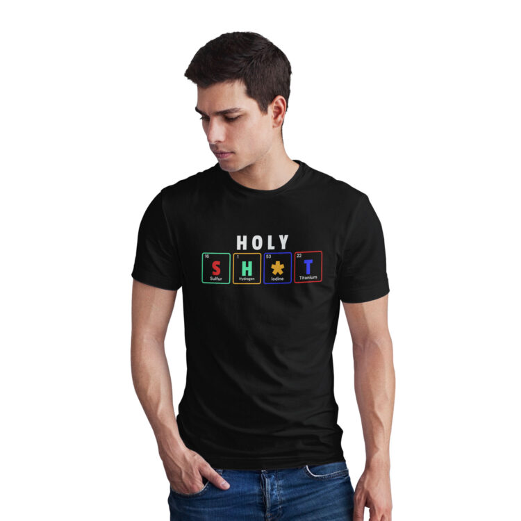 Holy Shit Printed Men's Round Neck T-Shirt