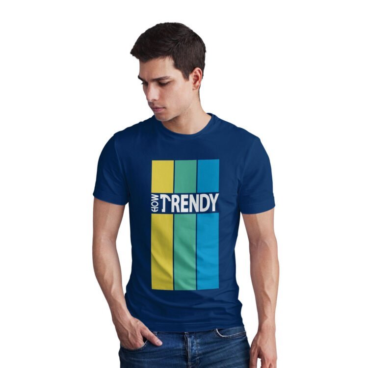 HOW TRENDY Cotton Men's Half Sleeve T-Shirts - Navy Blue