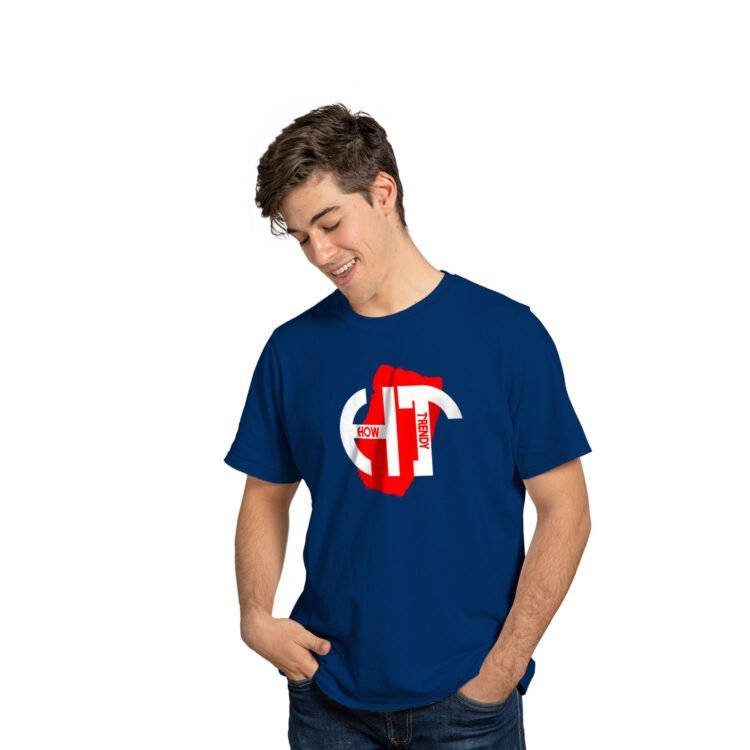 How Trendy Cotton Men's Stylish Casual Regular Half Sleeve T Shirt - Navy Blue