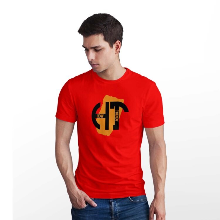 How Trendy Cotton Men's Stylish Casual Regular Half Sleeve T Shirt - Red