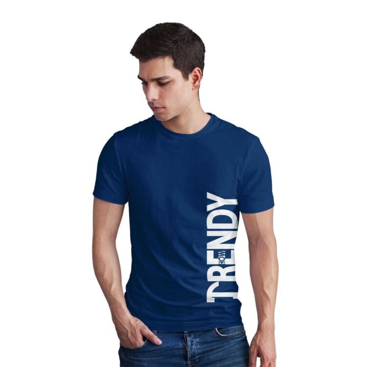 HOW TRENDY Cotton Men's Stylish Printed Tees - Navy Blue