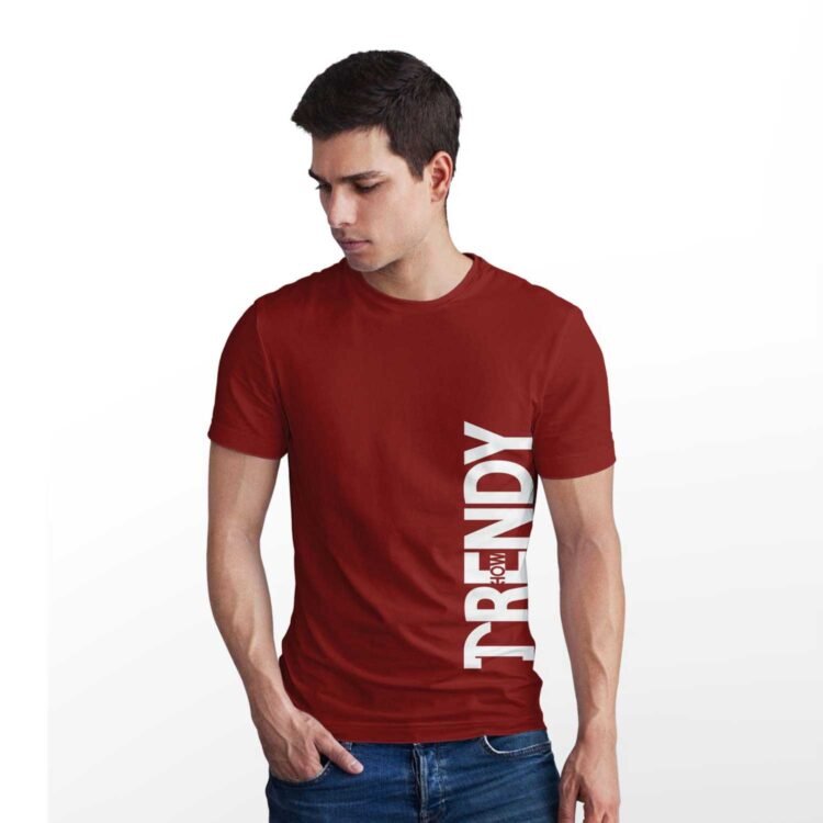 HOW TRENDY Cotton Men's Stylish Printed Tees - Maroon