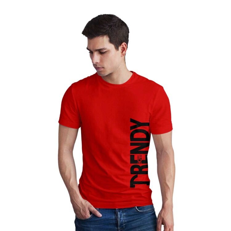 HOW TRENDY Cotton Men's Stylish Printed Tees - Red