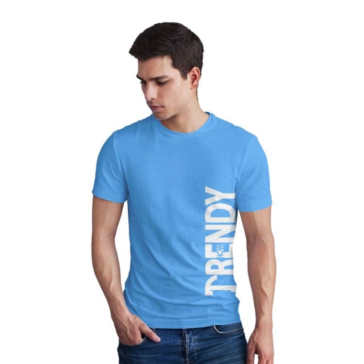 HOW TRENDY Cotton Men's Stylish Printed Tees - Blue