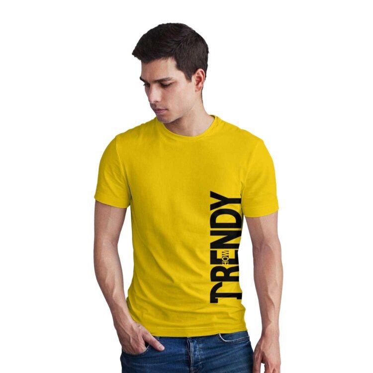 HOW TRENDY Cotton Men's Stylish Printed Tees - Yellow