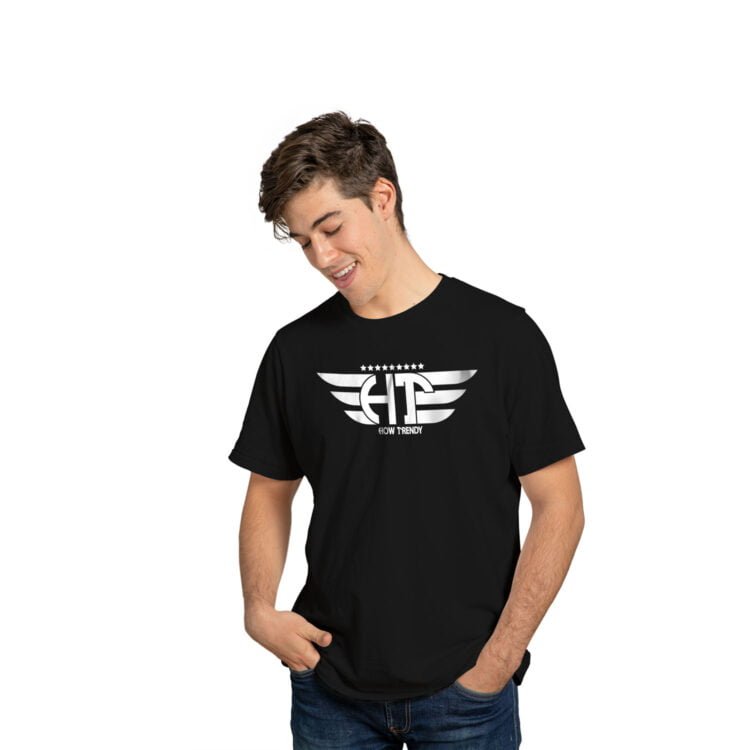 HowTrendy Printed Men Round Neck T-Shirt - Black
