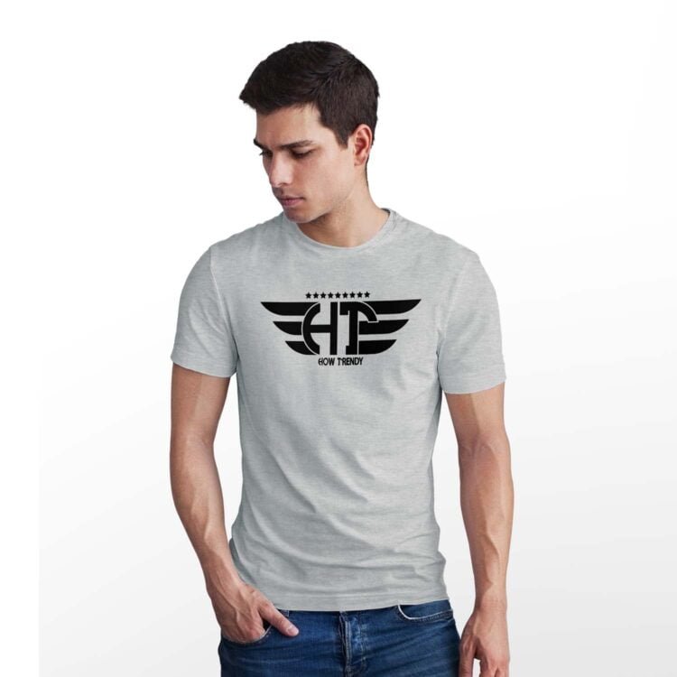 HowTrendy Printed Men Round Neck T-Shirt - Gray