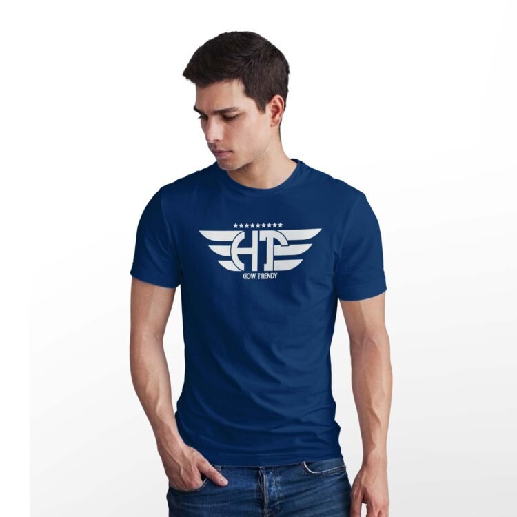 HowTrendy Printed Men Round Neck T-Shirt - Navy Blue
