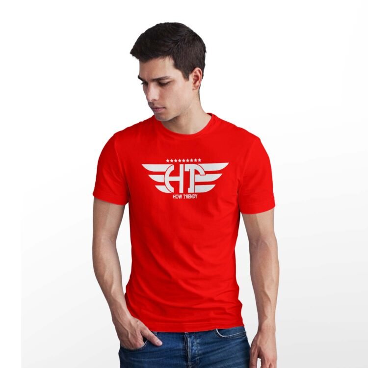 HowTrendy Printed Men Round Neck T-Shirt - Red