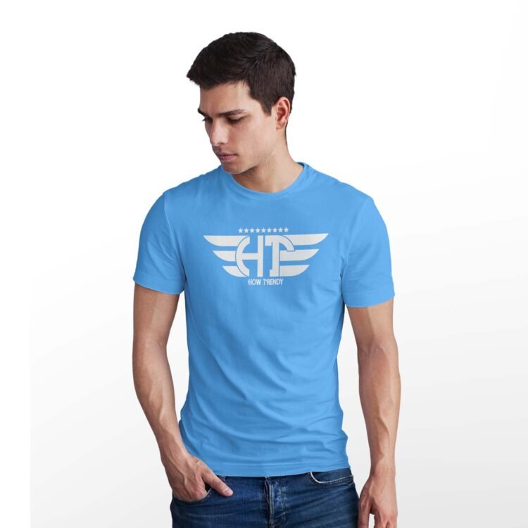 HowTrendy Printed Men Round Neck T-Shirt - Blue