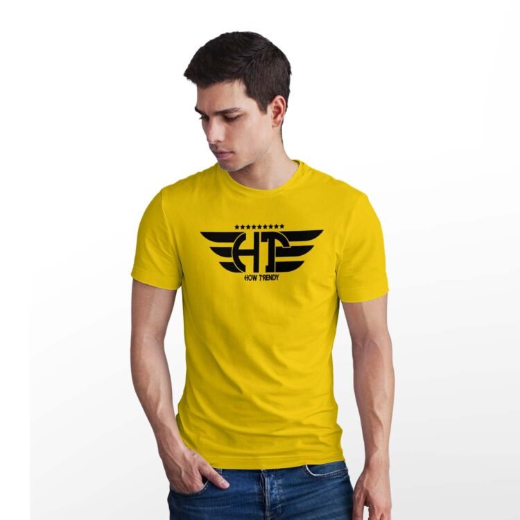 HowTrendy Printed Men Round Neck T-Shirt - Yellow