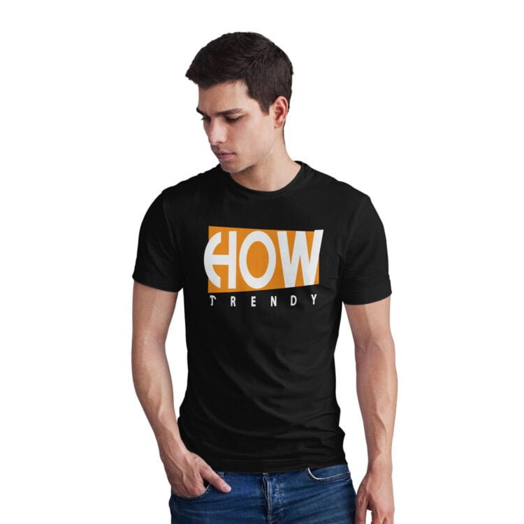 How Trendy Men Half Sleeve Printed Cotton T-Shirt - Black