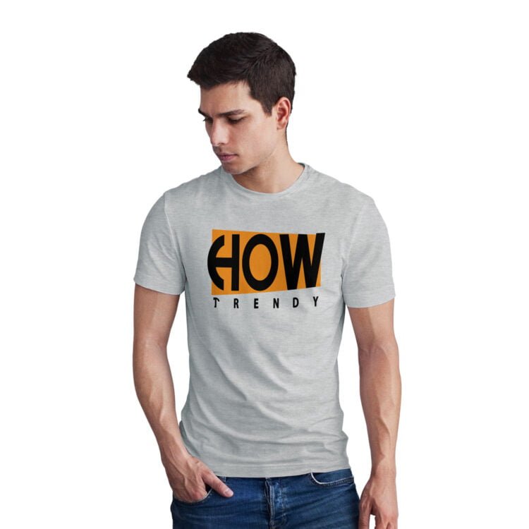 How Trendy Men Half Sleeve Printed Cotton T-Shirt - Gray