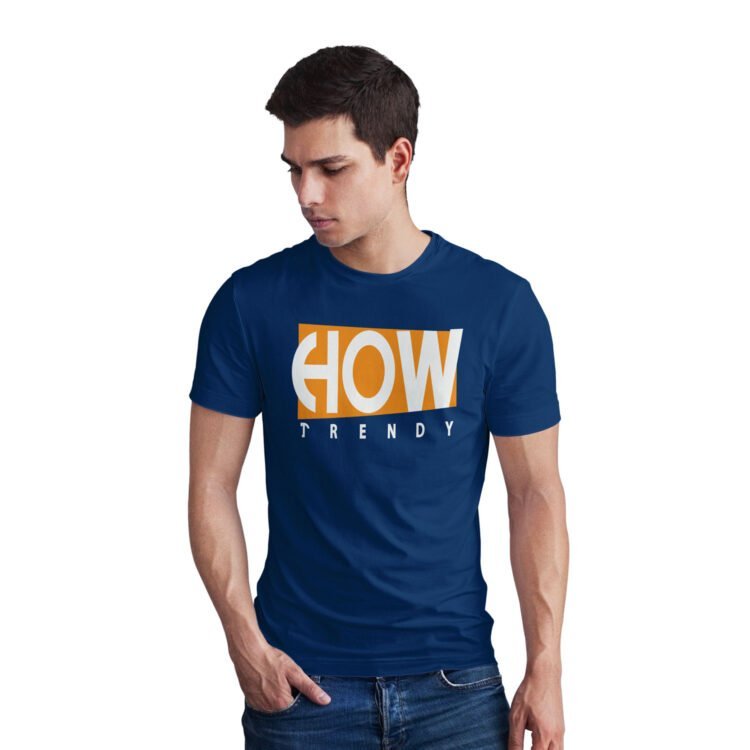 How Trendy Men Half Sleeve Printed Cotton T-Shirt - Navy Blue