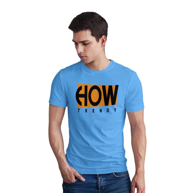 How Trendy Men Half Sleeve Printed Cotton T-Shirt - Blue