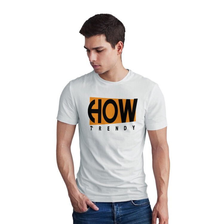 How Trendy Men Half Sleeve Printed Cotton T-Shirt - White
