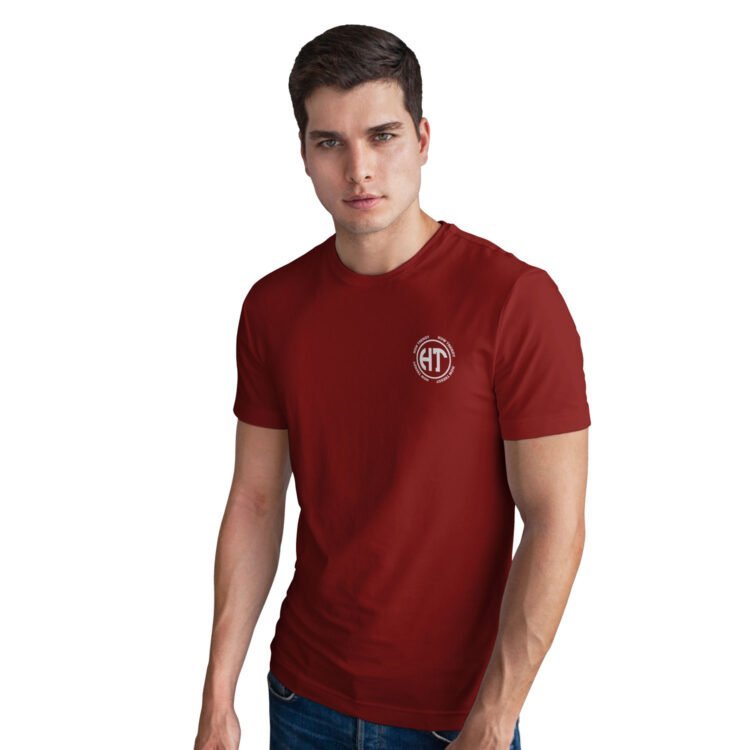 How Trendy Printed Men Round Neck T-Shirt - Maroon