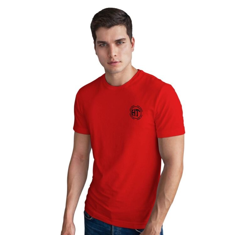 How Trendy Printed Men Round Neck T-Shirt - Red