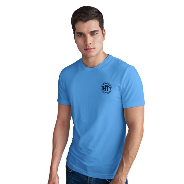 How Trendy Printed Men Round Neck T-Shirt - Blue