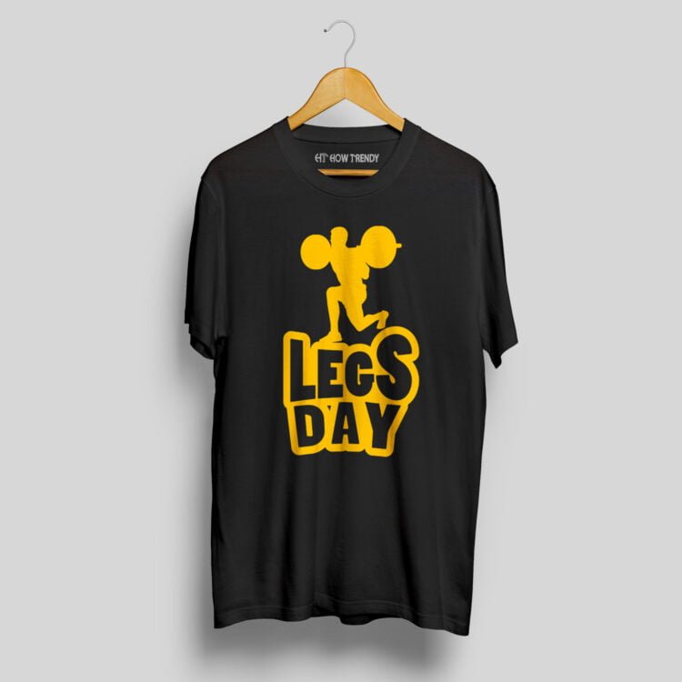 Legs Day Printed Men's Round Neck T-Shirt - Black