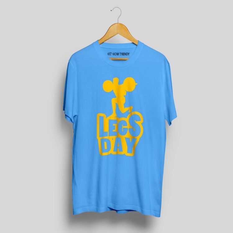 Legs Day Printed Men's Round Neck T-Shirt - Blue