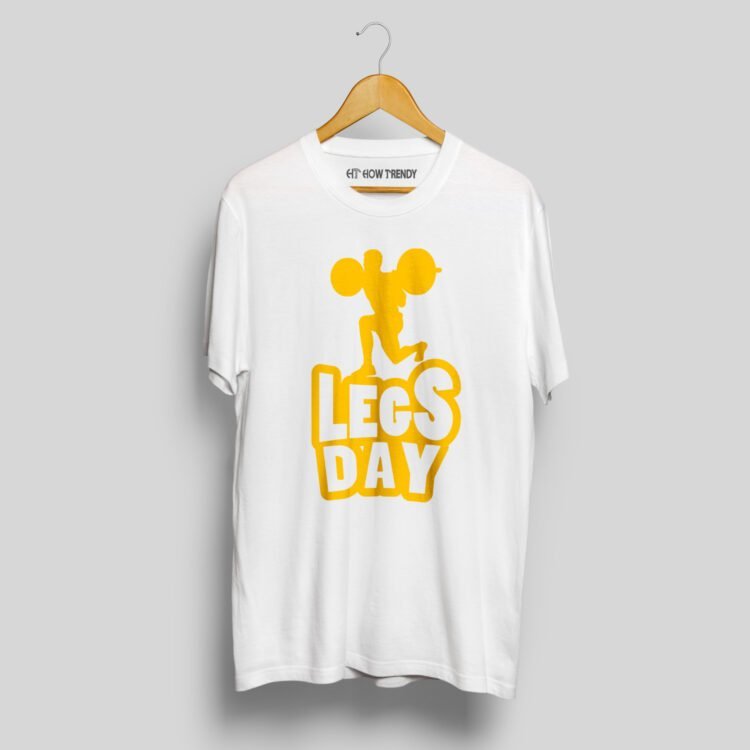Legs Day Printed Men's Round Neck T-Shirt - White