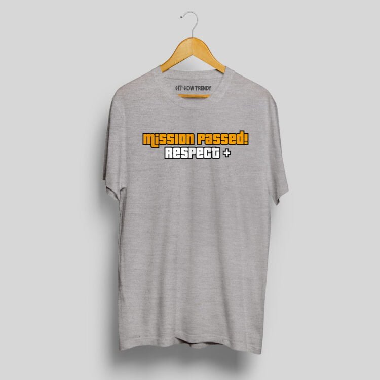 Mission Passed - Respect+ Printed Men's Round Neck T-Shirt - Gray