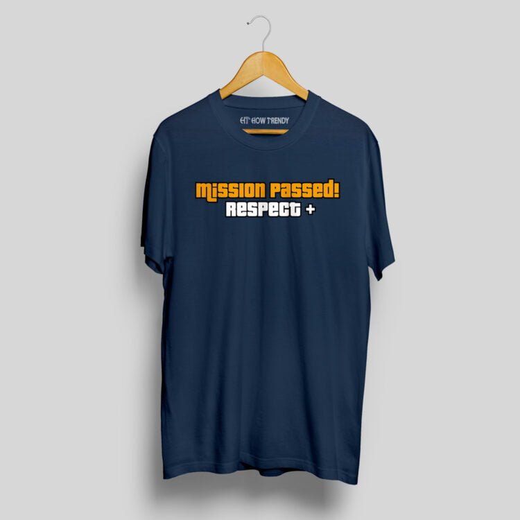 Mission Passed - Respect+ Printed Men's Round Neck T-Shirt - Navy Blue