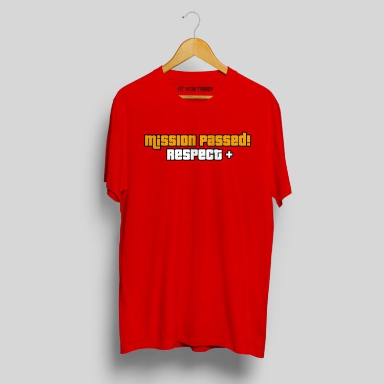 Mission Passed - Respect+ Printed Men's Round Neck T-Shirt - Red