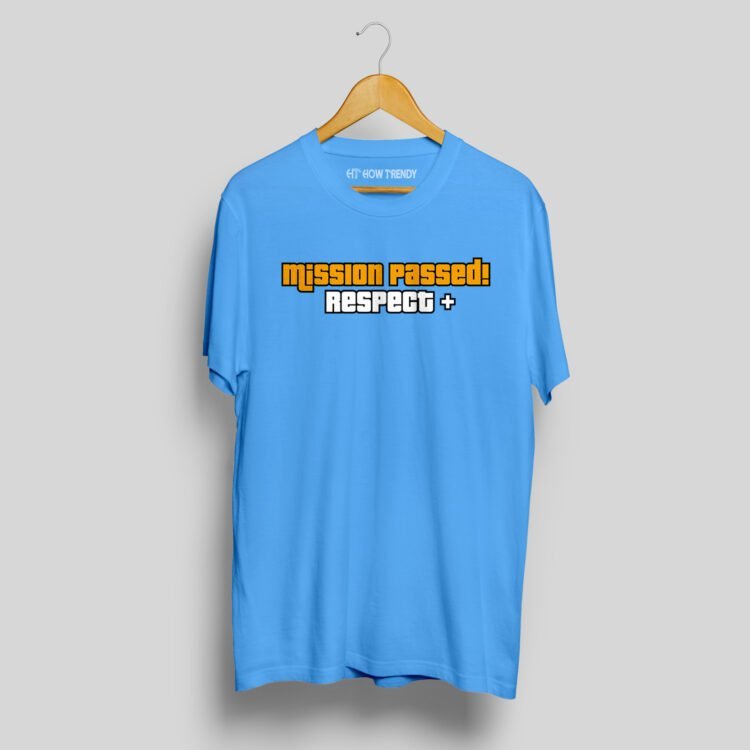 Mission Passed - Respect+ Printed Men's Round Neck T-Shirt - Blue