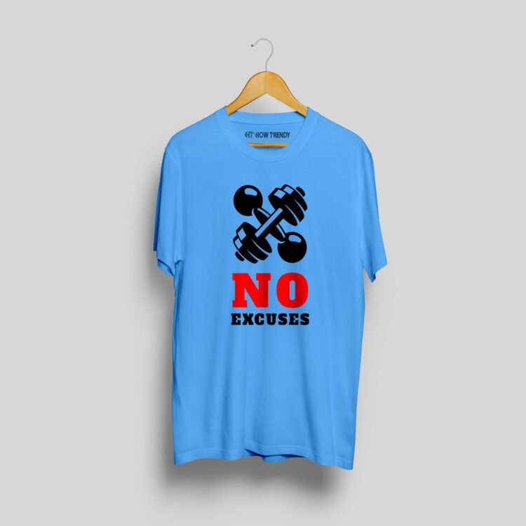 NO EXCUSES Printed Men's Round Neck T-Shirt - Blue