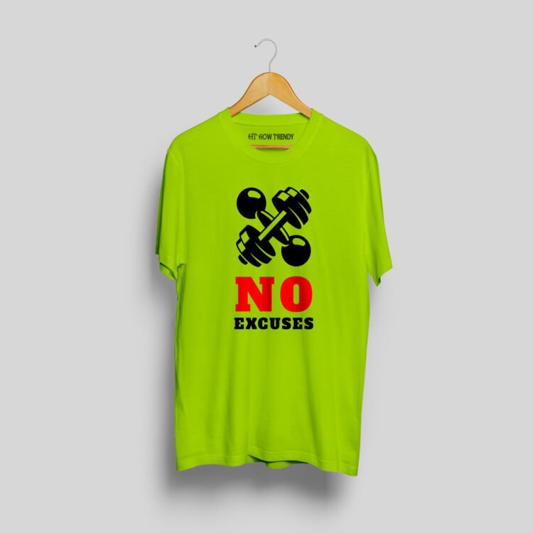 NO EXCUSES Printed Men's Round Neck T-Shirt - Green