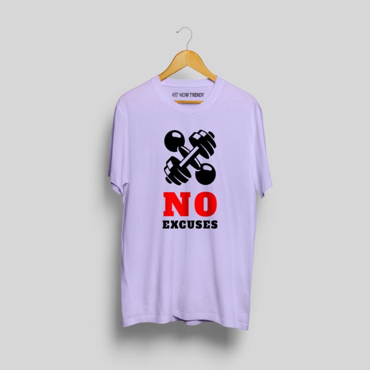 NO EXCUSES Printed Men's Round Neck T-Shirt - Purple