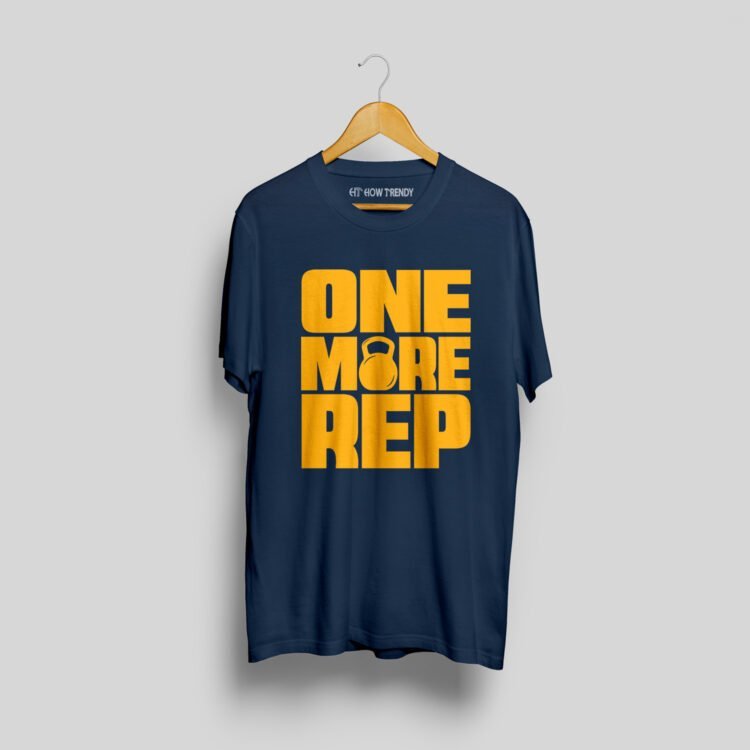 How Trendy's One More Rep Printed Men's Round Neck T-Shirt - Navy Blue