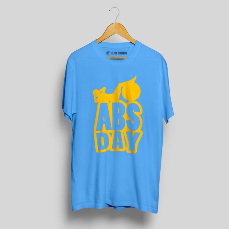 Abs Day Printed Men's Round Neck T-Shirt - Blue