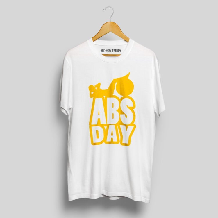 Abs Day Printed Men's Round Neck T-Shirt - White