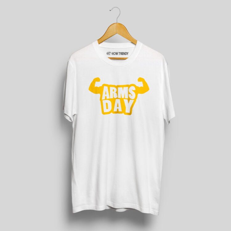Arms Day Printed Men's Round Neck T-Shirt - White