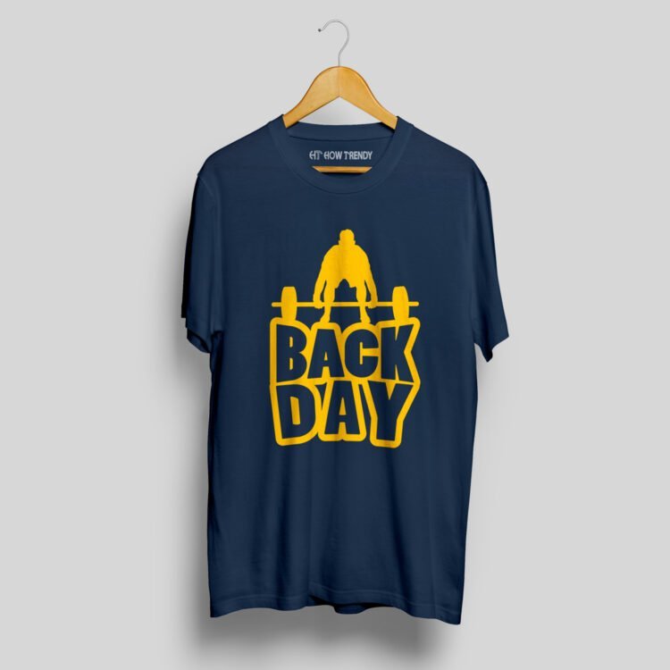 Back Day Printed Men's Round Neck T-Shirt - Navy Blue