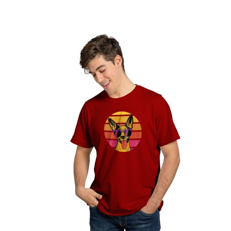 How Trendy's Dog Printed Men's Round Neck T-Shirt - Maroon