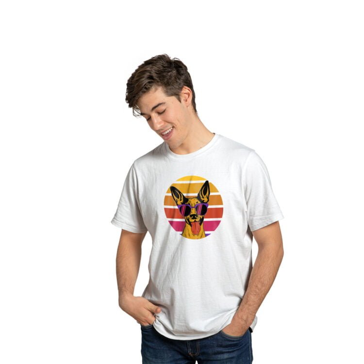 How Trendy's Dog Printed Men's Round Neck T-Shirt - White