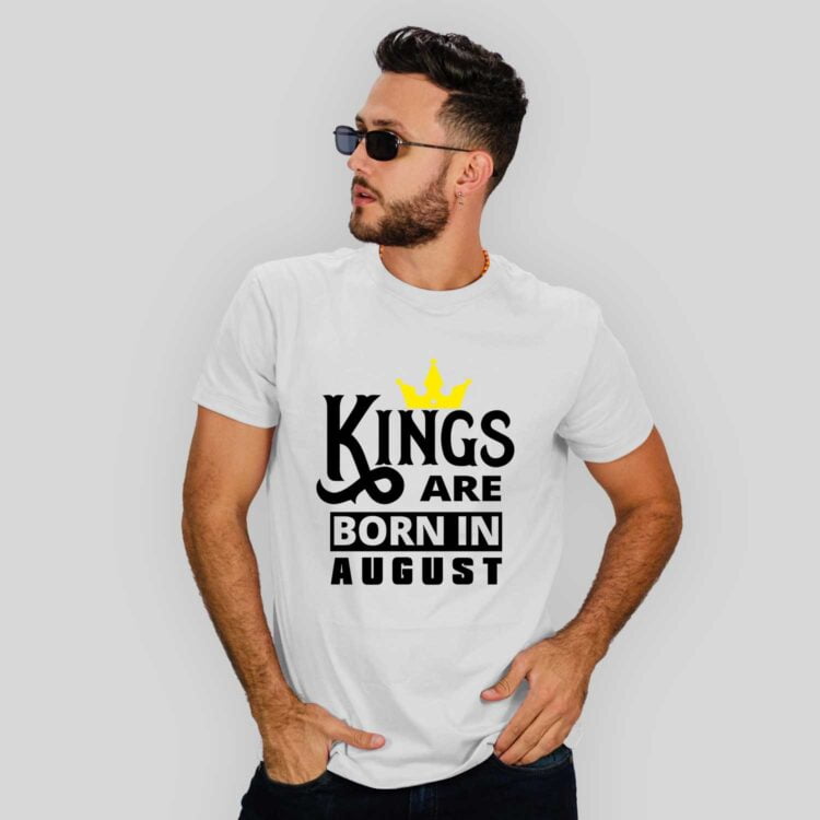 Half Sleeve Cotton Birthday T-Shirt - Kings Are born in (Birth Month)