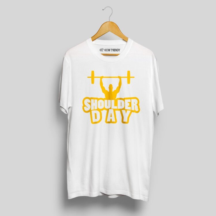 Shoulder Day Printed Men's Round Neck T-Shirt - White